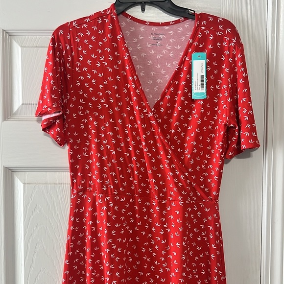 41 HAWTHORN Elisse Knit Surplice Dress Red and White - Picture 8 of 10